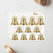 Carte de Noël Silver et Gold Bells (Devant/Arrière en situation)