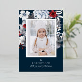 Carte de Noël Silver Foil Navy Foliing Photo (Debout devant)