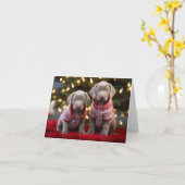 Carte de Noël Silver Labrador Puppies (Fleur jaune)
