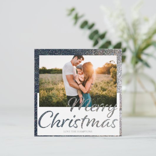 Carte de Noël Silver Parties scintillant Carré (Debout devant)
