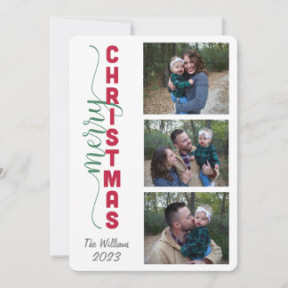 Carte de Noël simple à trois photos