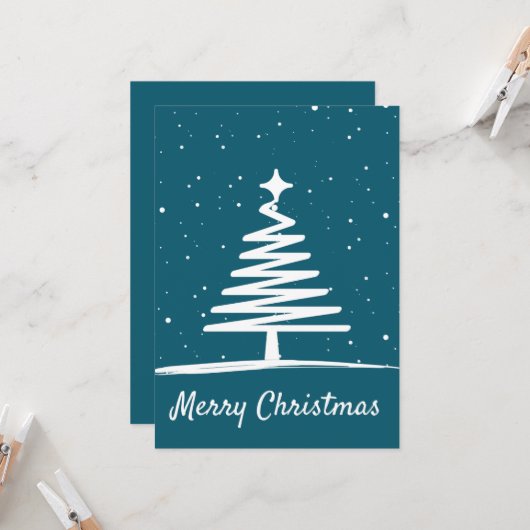 Carte de Noël simple | Arbre de Noël minimal (Devant/Arrière en situation)