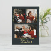 Carte de Noël simple avec branches dorées pour pho (Debout devant)