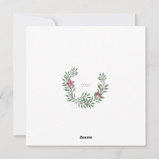 Carte de Noël simple avec oiseaux d'aquarelle (Dos)