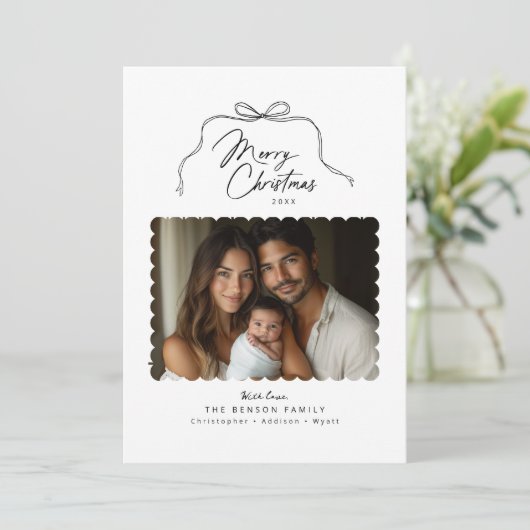 Carte de Noël simple Bow Scallopé (Debout devant)