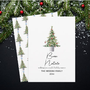 Carte de Noël simple Buon Natale avec arbre de Noë