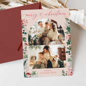 Carte de Noël Simple Dusty Rose Multi Photo Arc