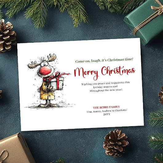Carte de Noël simple et originale pour le renne