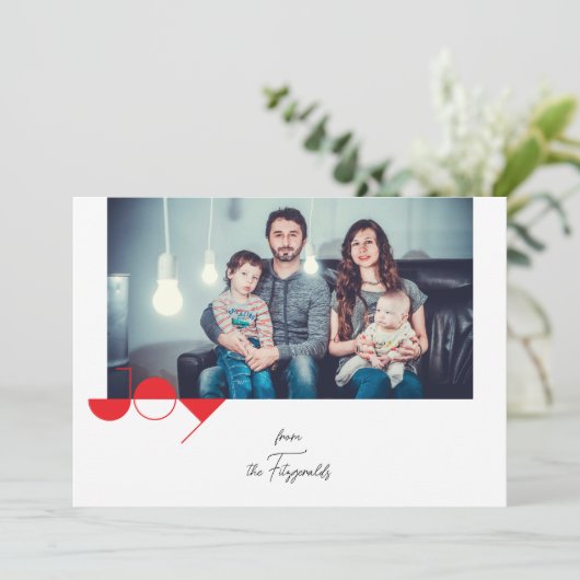 Carte de Noël simple Joie (Debout devant)