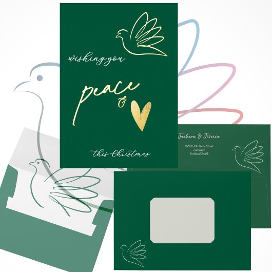 Carte de Noël simple Peace & Love Dove Photo