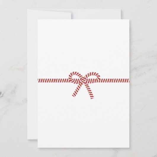 Carte de Noël simple Red White Stripe Bow (Dos)