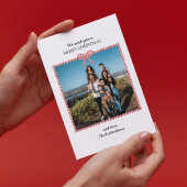 Carte de Noël simple Red White Stripe Bow
