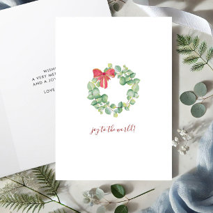 Carte de Noël simple Watercolor Botanique Wreath