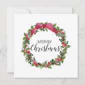 Carte de Noël simple Watercolor Pas de photo (Devant)