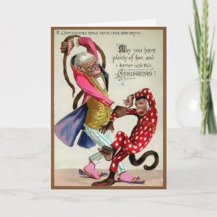 Carte de Noël singe méchant victorien 