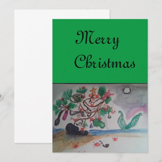 Carte de Noël Sirène (Devant / Derrière)