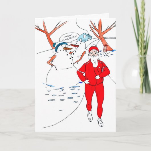Carte de Noël Skinny Père Noël pour coureur (Devant)