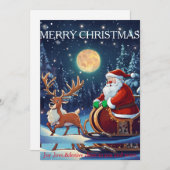 Carte de Noël "Sleigh Ride de Santa Claus" (Devant / Derrière)