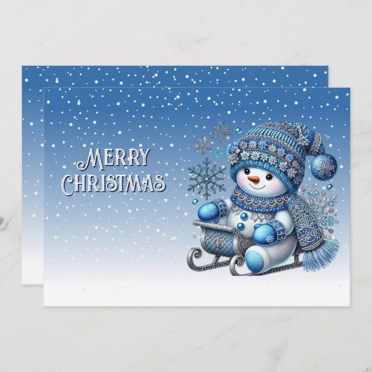 Carte de Noël Sliding Snowman (Devant / Derrière)