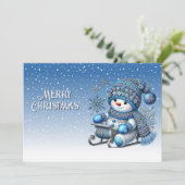 Carte de Noël Sliding Snowman (Debout devant)