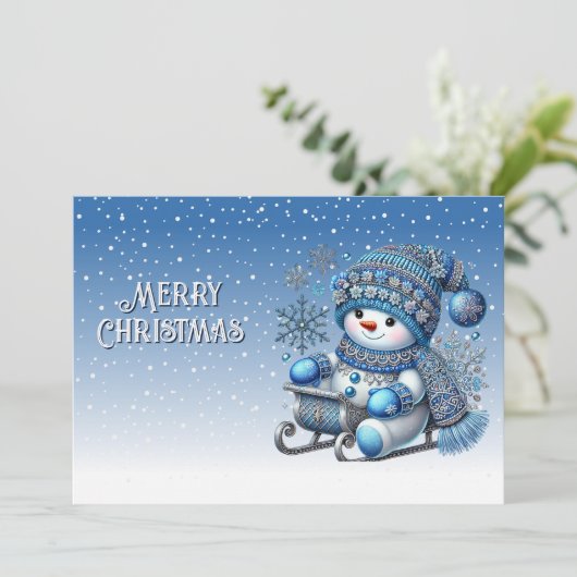 Carte de Noël Sliding Snowman (Debout devant)