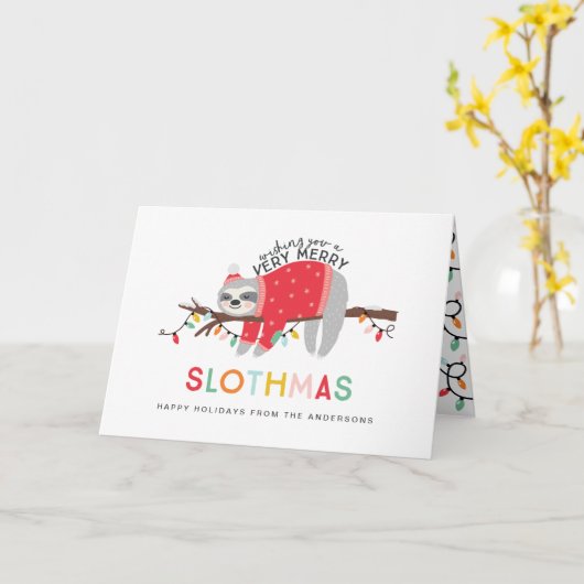 Carte de Noël Sloth. (Fleur jaune)