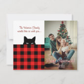 Carte de Noël Sneaky Chat Buffalo Check Plaid (Devant)