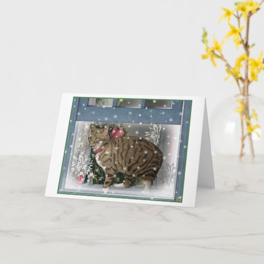 Carte de Noël Snow Cat (Fleur jaune)