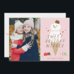 Carte de Noël Snowcone - rose<br><div class="desc">Cette adorable carte illustrée présente un véritable cône de neige avec des bonbons.</div>