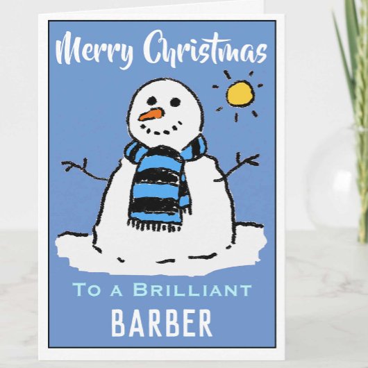 Carte de Noël Snowman amusante pour barbier