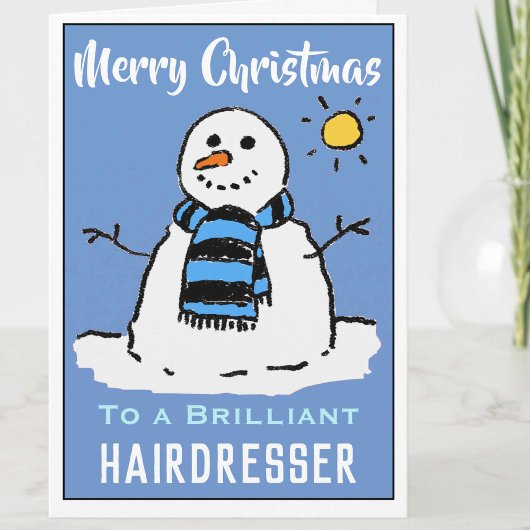 Carte de Noël Snowman amusante pour coiffeur