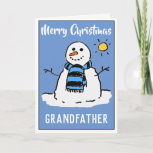 Carte De Noël Snowman Amusante Pour Grand-Père