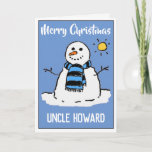 Carte de Noël Snowman amusante pour oncle<br><div class="desc">Carte de Noël pour un oncle.  Carte de Noël amusante avec un bonhomme de neige lors d'une journée ensoleillée d'hiver.</div>