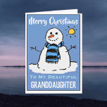 Carte De Noël Snowman Amusante Pour Petite-Fille<br><div class="desc">Dessin de bonhomme de neige amusant sur une carte de Noël festive. Carte de Noël pour une petite-fille.</div>