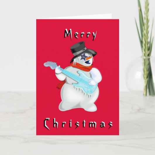 Carte de Noël Snowman avec guitare (Devant)