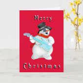 Carte de Noël Snowman avec guitare (Fleur jaune)