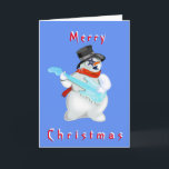 Carte de Noël Snowman avec musique rock guitare<br><div class="desc">Snowman Rock'n'Roll - Joyeuses cartes de Noël - ou Choisissez vos couleurs préférées / texte / police</div>