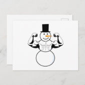 Carte de Noël Snowman Bodybuilder Fitness (Devant / Derrière)