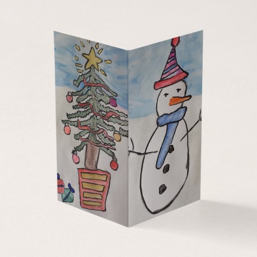 Carte de Noël Snowman & Christmas Tree (Outside)