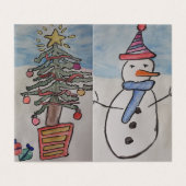 Carte de Noël Snowman & Christmas Tree (Outside Unfolded)