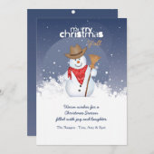 Carte de Noël Snowman Cowboy (Devant / Derrière)