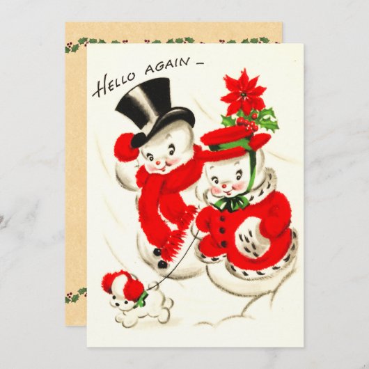 Carte de Noël Snowman Flat (Devant / Derrière)