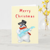 Carte de Noël Snowman musical avec Cuitar (Fleur jaune)