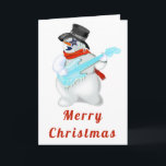 Carte de Noël Snowman musical avec guitare<br><div class="desc">Snowman avec guitare - Joyeux Noël MIGNEE peinture</div>