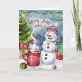 Carte de Noël Snowman pour un hiver doux (Devant)