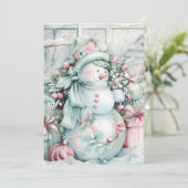 Carte de Noël Snowman Vintage customisée (Debout devant)