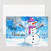 Carte de Noël Snowman Watercolor (Devant / Derrière)