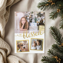 Carte de Noël "So Blessed Christmas Gold" 3 photos