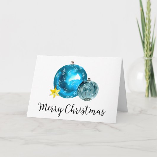 Carte de Noël sobriété ornement aquarelle (Devant)