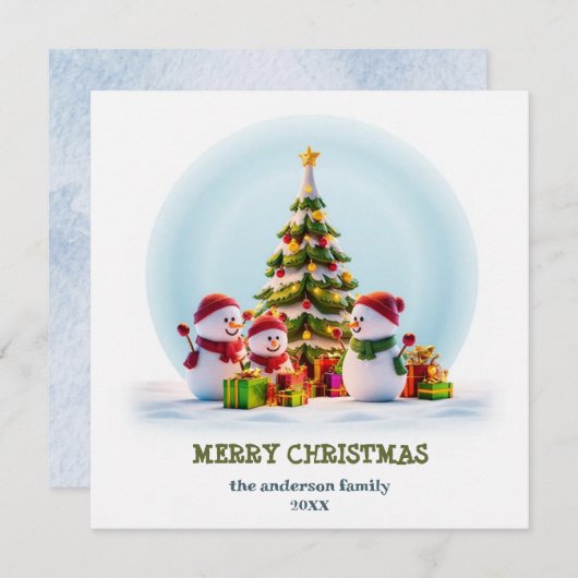 Carte de Noël Sourires enneigés et Joie des Fêtes (Devant / Derrière)